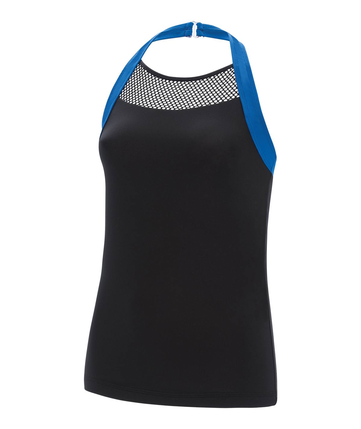 GK All Star Black Long Halter Top with Mesh Inset