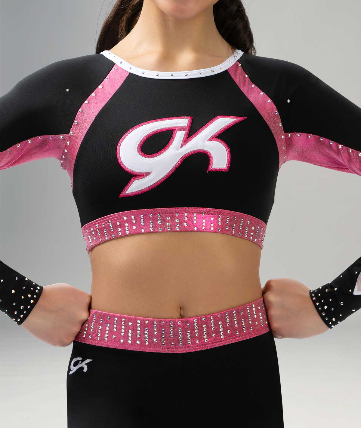 GK Cheer All Star Crew Neck Cropped Top with Criss-Cross Back Strap