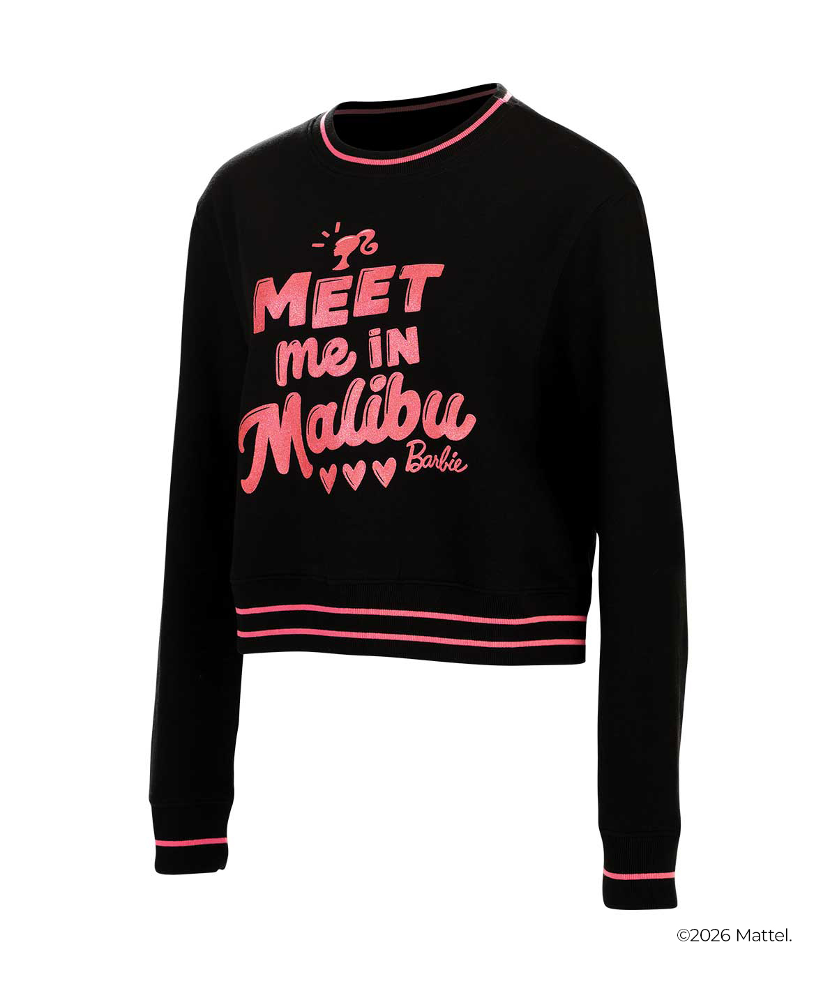 GK Cheer Crew Neck Pink Glitter Barbie™ Graphic Sweatshirt