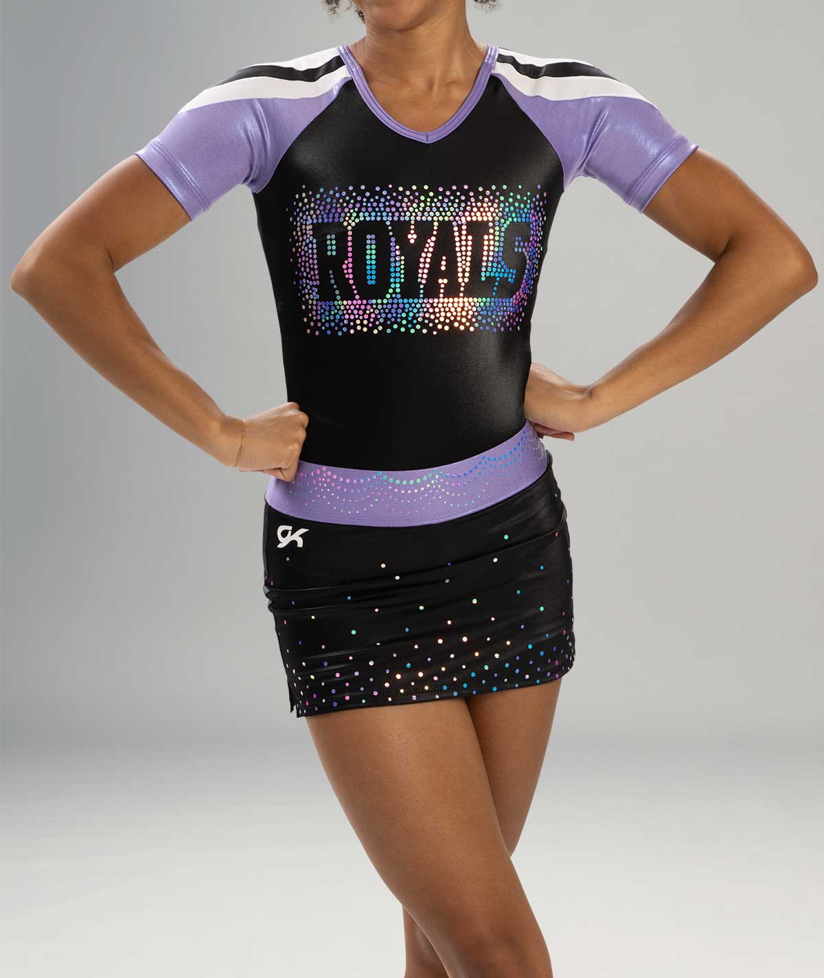 GK Cheer All Star V-Neck Long Top with Contrast Sleeves