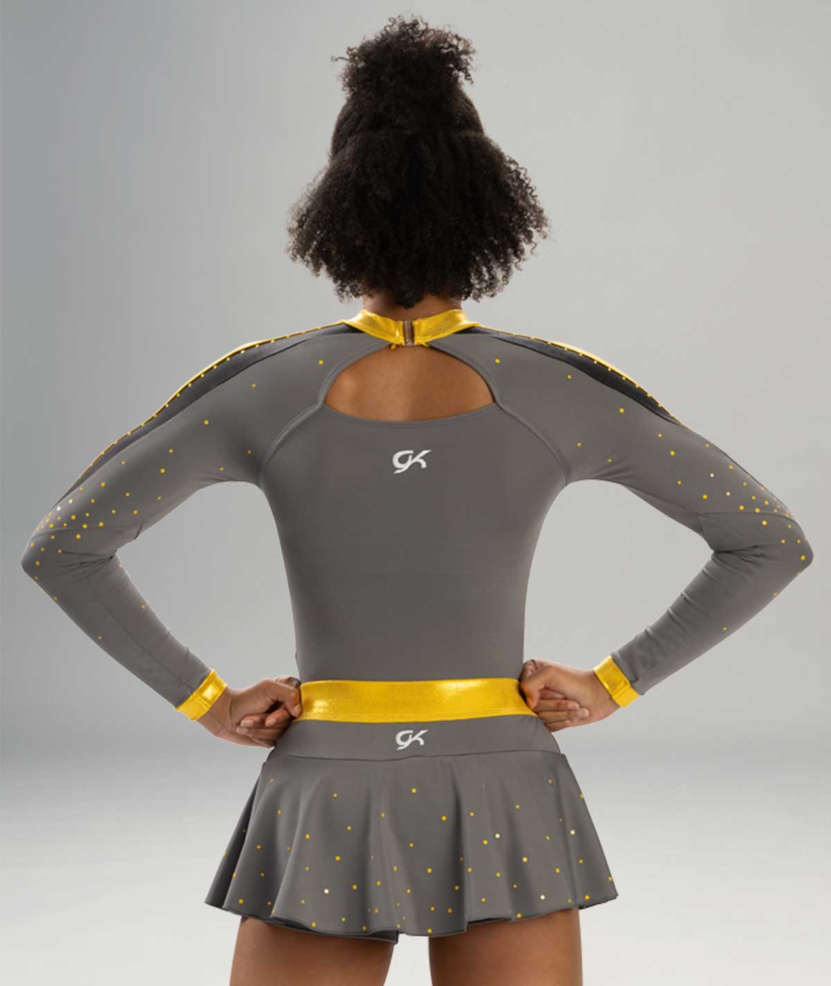 GK All Star Mock Neck Long Top with Striped Upper Sleeve and Contrast Cuff