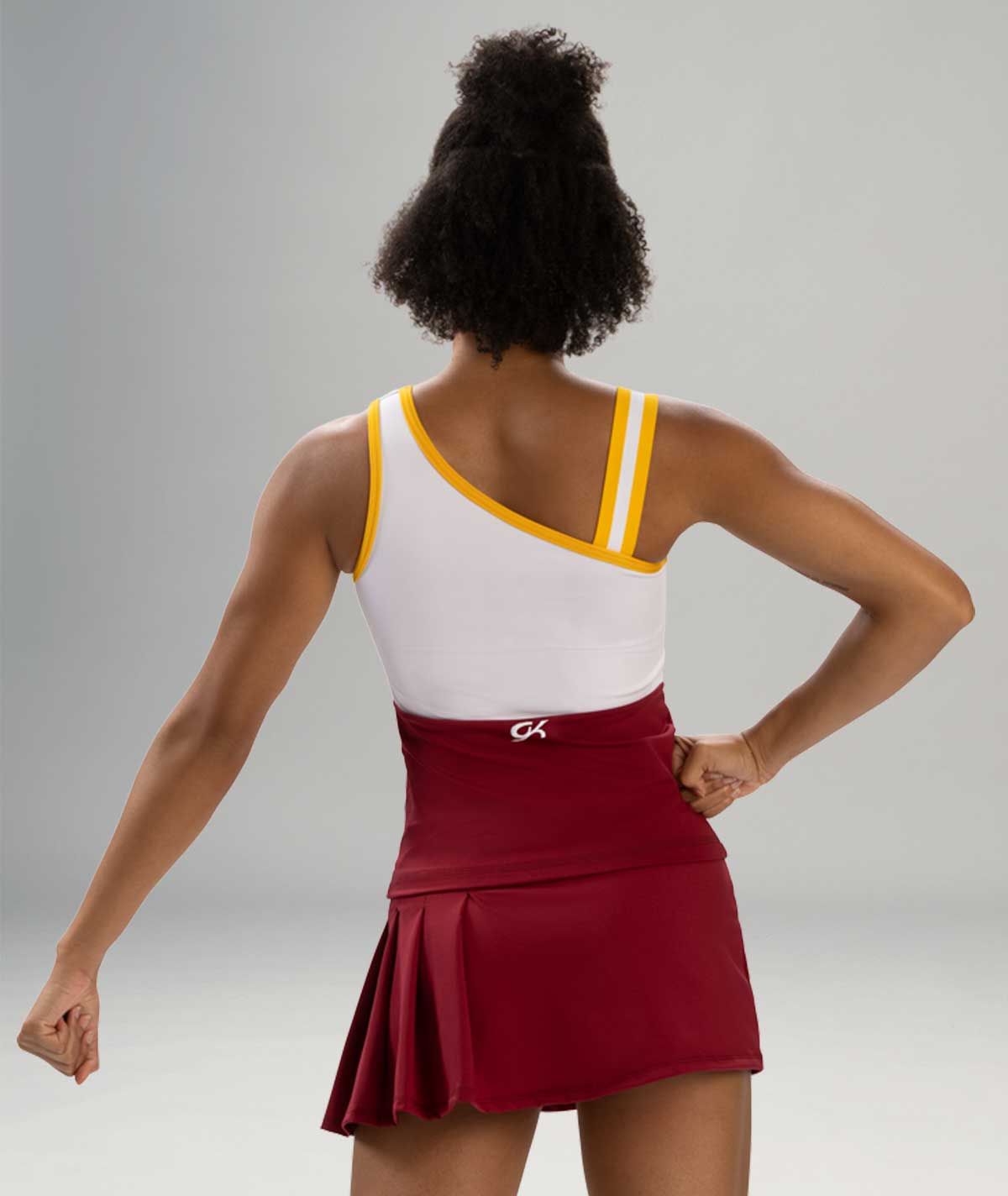 GK Spirit Asymmetrical Pleated Skirt with Taping Detail