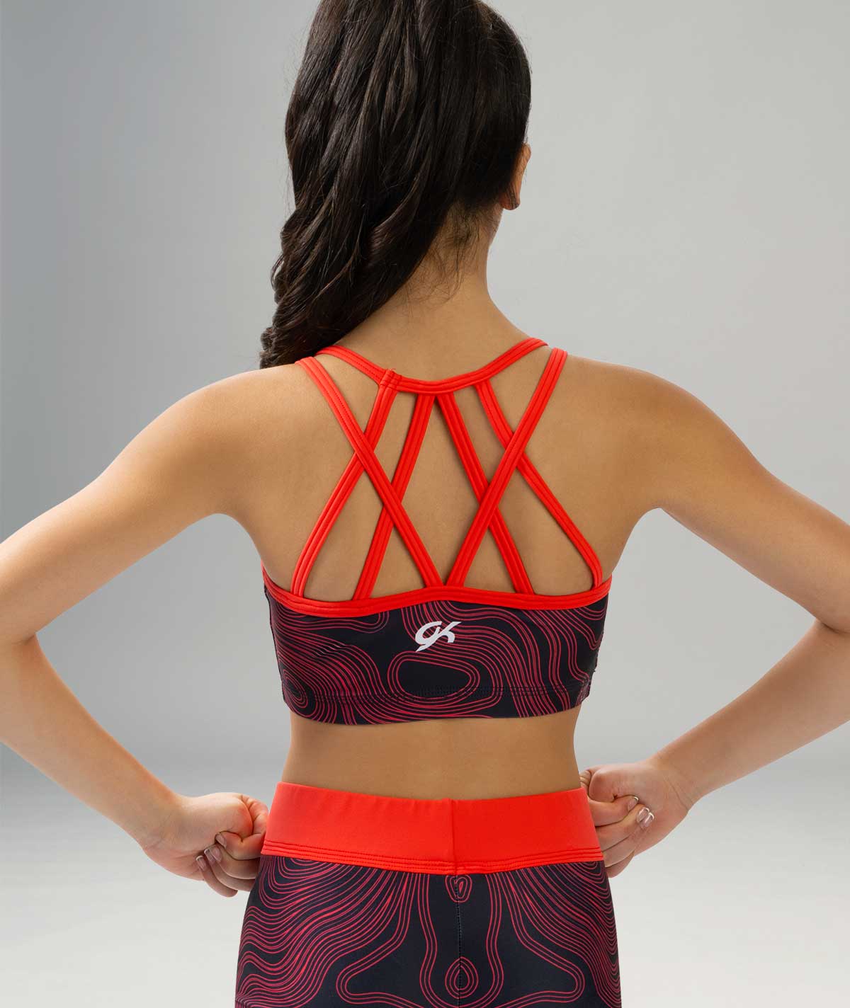 GK Cheer V-Neck Strappy Sublimated Bra Top