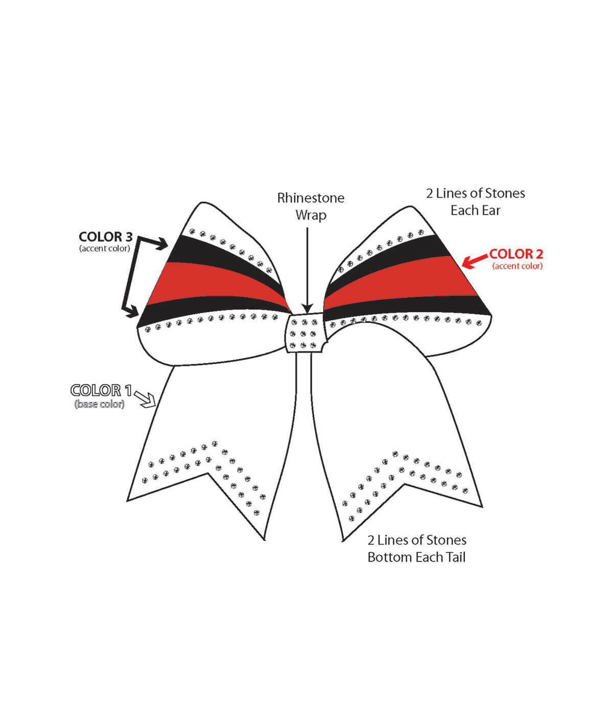 Sublimated Gameday Custom Hair Bow with Rhinestones