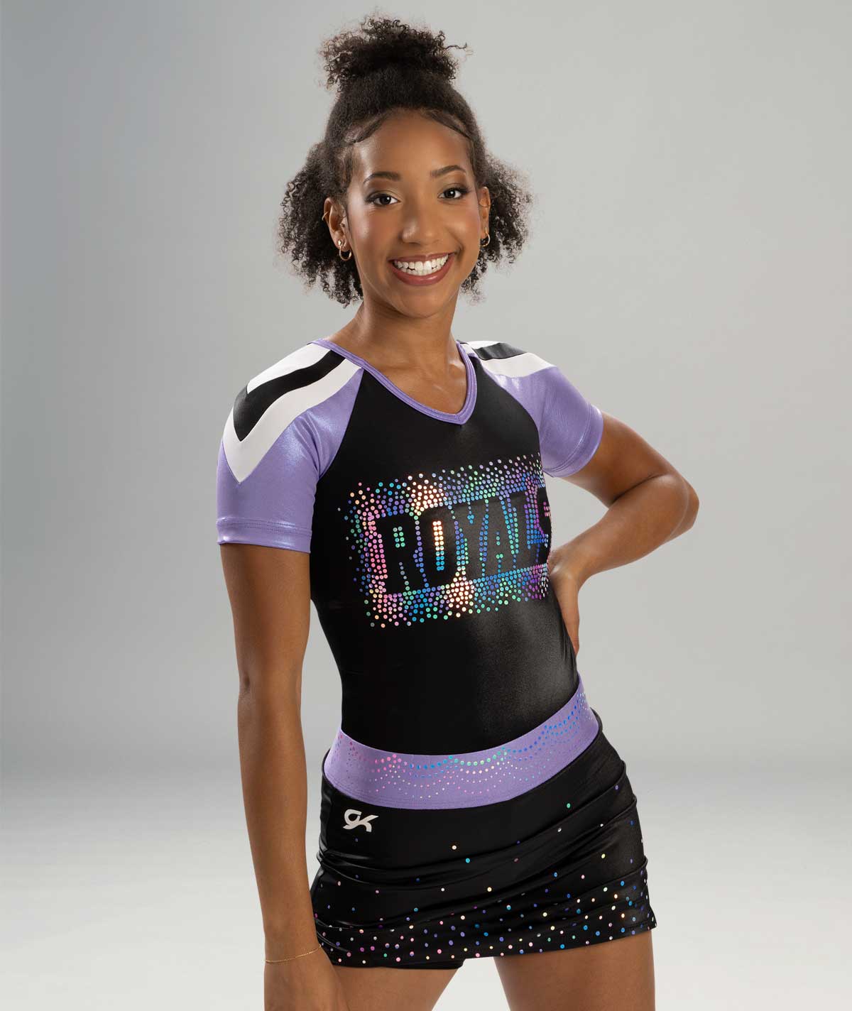 GK Cheer All Star V-Neck Bodysuit with Contrast Sleeves