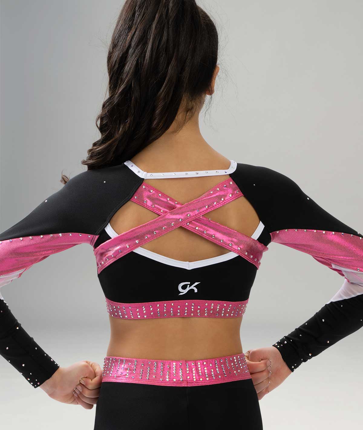GK Cheer All Star Crew Neck Cropped Top with Criss-Cross Back Strap