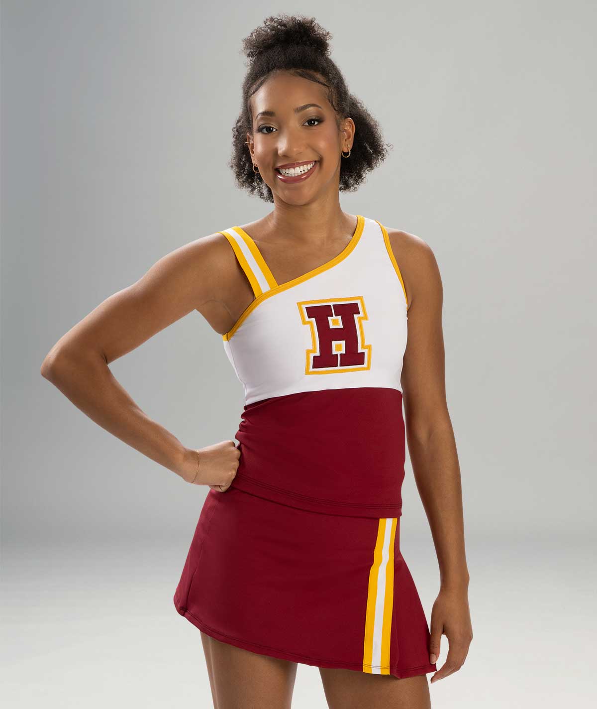 GK Spirit Asymmetrical Pleated Skirt with Taping Detail | Omni Cheer