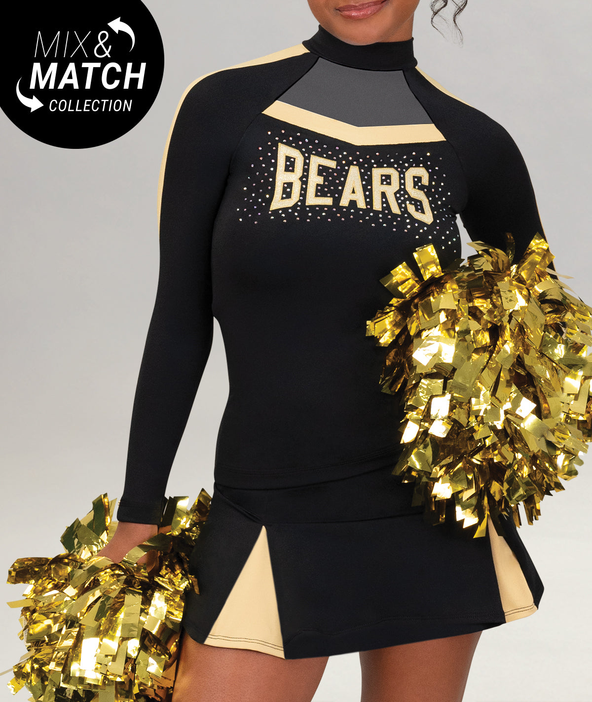 GK Spirit Mock Neck Cutout Long Top - Custom Uniforms | Omni Cheer